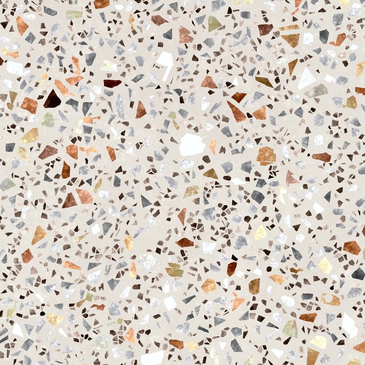 Terrazzo flooring with multicolored natural stone fragments