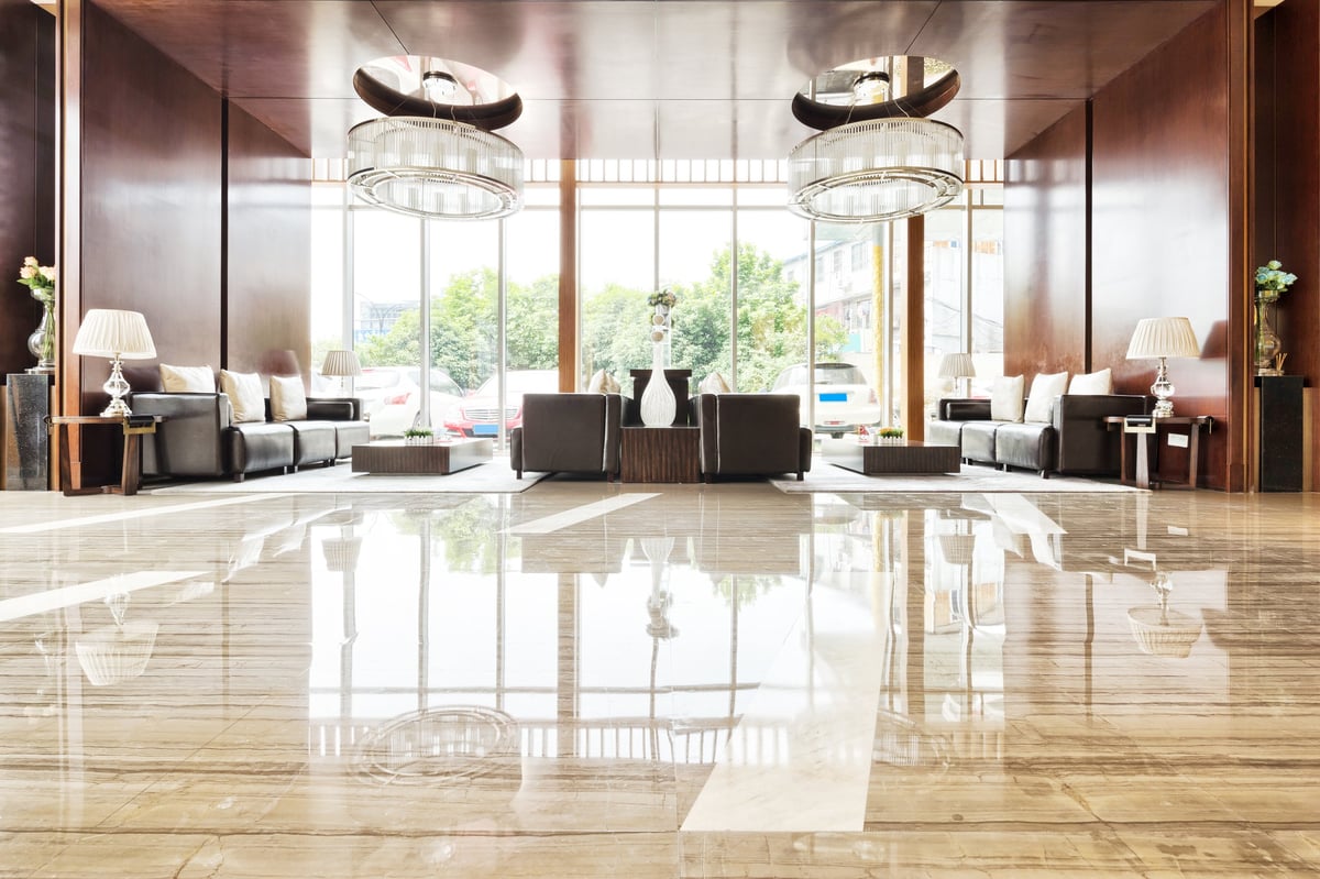 Elegant lobby interior with marble floors - luxury Manhattan building